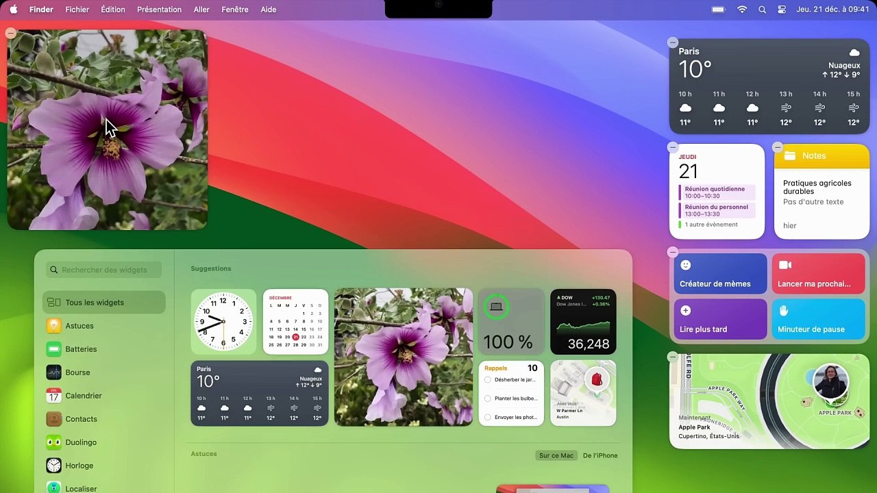 Ordinateur Mac - Ajouter des widgets au bureau du Mac