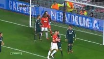 Manchester United vs Real Madrid  Vidic header denied by Goalpost