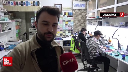 Aksaray'da tamire getirilen tabletin bataryası patlayıp, alev aldı