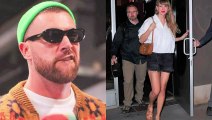 Travis Kelce Caught Receive Taylor Swift From Eras Tour Movie Premiere in LA