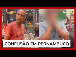 Homem joga moedas no rosto de caixa de supermercado, e mulher desmaia; vídeo mostra confusão