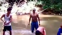 Gigante anaconda serpiente atrapada en Perú