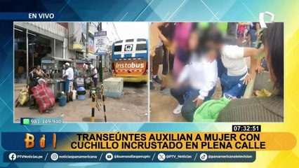 Apareció con el chuchillo incrustado: Mujer se habría apuñalado en plena calle de La Victoria