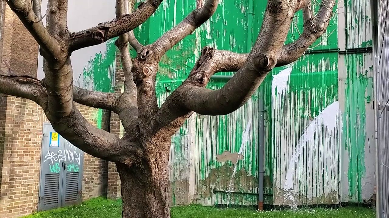 Neuestes Banksy-Werk mit weißer Farbe beschmiert