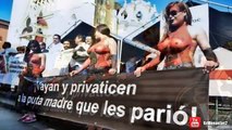 Perredistas protestan topless contra la reforma energética