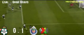Santos vs Chivas del Guadalajara 0  1 Goal Omar Bravo 03012014