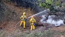 News  Raging California wildfire destroys homes near Glendora