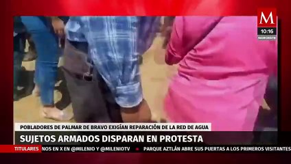 Sujetos armados dispersan a disparos protesta por falta de agua en Palmar de Bravo, Puebla