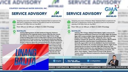 Ilang lugar sa NCR at Cavite, makakaranas ng water interruption dahil sa pansamantalang pagsasara ng Poblacion Water Treatment plant | UB