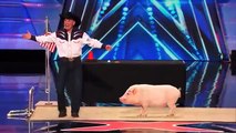 Americas Got Talent 2014  John Vincent and Mudslinger Heidi Klum Kisses a Pig