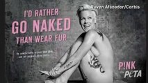 Pink strips down for PETA's