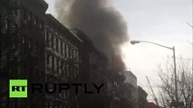 Explosión: Bomberos Luchan para apagar incendio en Nueva York