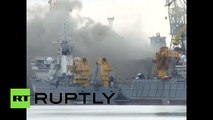 Raw - Russian nuclear submarine ablaze at shipyard in Severodvinsk