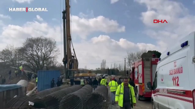 Tekirdağ'da Halkalı-Kapıkule Hızlı Tren Hattı çalışması sırasında göçük