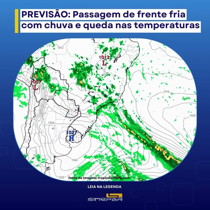 Frente fria: Simepar e Inmet emitem alertas de chuvas intensas para Umuarama e região