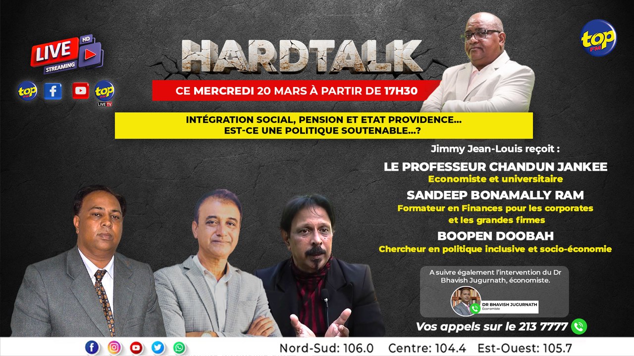 A suivre dans notre Hardtalk ce mercredi sur Top FM « Intégration Social, pension et Etat Providence.