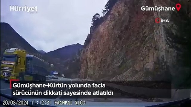 Gümüşhane-Kürtün yolunda facia sürücünün dikkati sayesinde atlatıldı