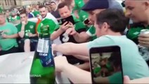 Video - Ireland fans dent the roof of a French car, fix it straight away