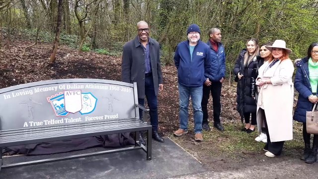Unveiling of the Dalian Atkinson memorial bench, Trench Pool, Telford