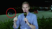 #VIRAL - Pareja mantenia relaciones en la playa mientras reportero daba un reporte en VIVO