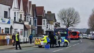 Emergency services at the scene of crash outside Portsmouth pub