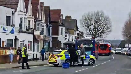 Emergency services at the scene of crash outside Portsmouth pub