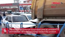 Kayseri'de kaygan yol kazaya neden oldu! 2 otomobil, TIR dorsesine çarptı: 5 yaralı