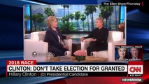 Clinton se preocupa por la participación de los votantes en 'Ellen'