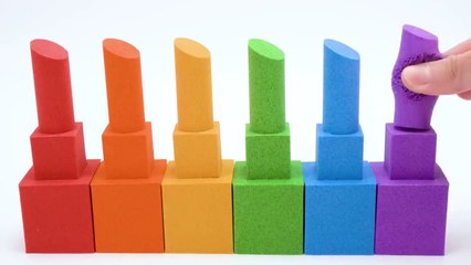 Satisfying Video l How To Make Kinetic Sand Rainbow Lipstick and Nail Polish Cutting ASMR