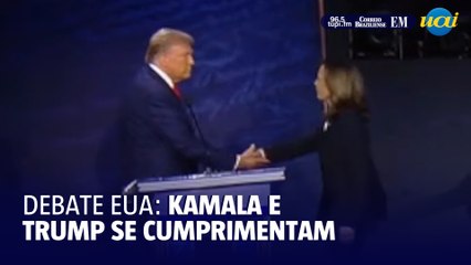 Kamala Harris e Donald Trump trocam aperto de mão em debate