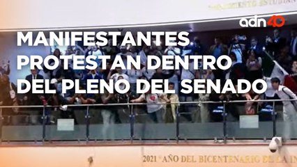 Manifestantes ingresan al Salón de Plenos del Senado