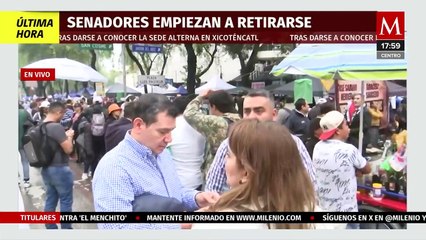 Legisladores comienzan a retirarse del Senado con rumbo a la sede alterna en Xicoténcatl