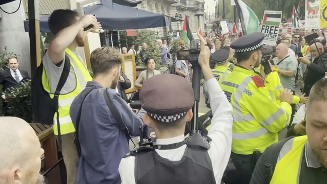 Police detain man during 18th Palestine solidarity march in central London