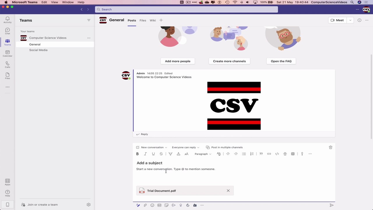 How to UPLOAD a PDF Document to Your Team on Microsoft Teams Using a Mac - Basic Tutorial | New