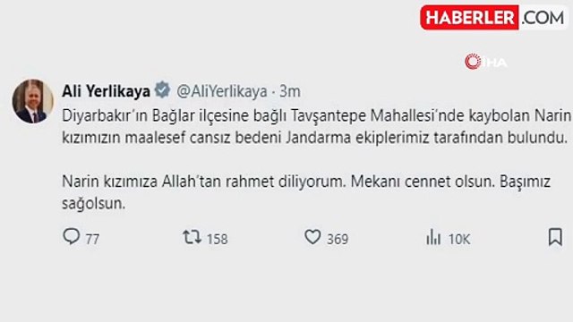 19 gündür aranan Narin'in cansız bedeni bulundu