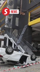 Car plunges through first-floor parking barrier at Seremban Terminal 1