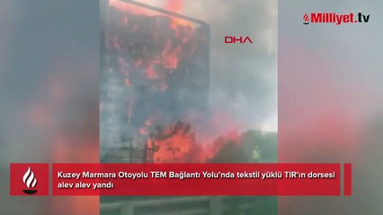 Ümraniye TEM'de TIR dorsesi yandı