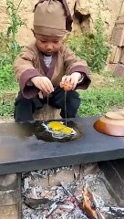 Beautiful nature life FN60 __ Mountain tribal kid knows how to make an amazing breakfast #shorts #fy