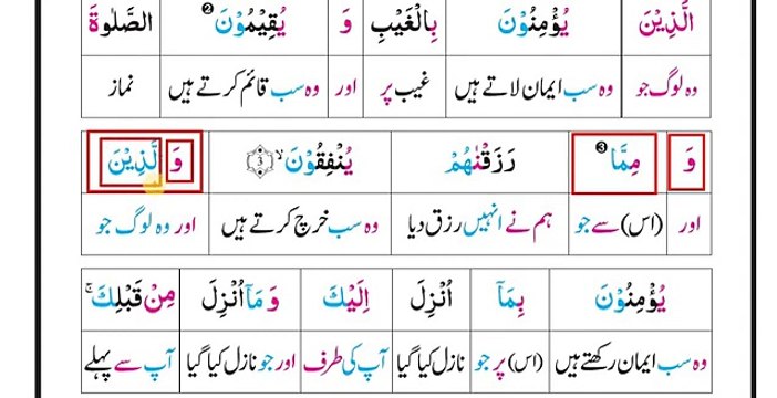 Surah Al baqarah (1-5) - Quran translation In urdu word by word - Quran tarjuma Lafz By Lafz