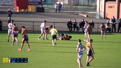 BFNL: Strathfieldsaye's Zach Charles with a crucial contested mark and goal in 2024 second semi-final