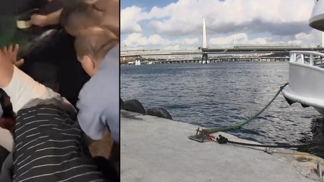Eminönü'nde anne ve 2 yaşındaki çocuğu tur teknesinden denize düştü