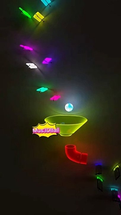 Multi-colored 3D ball creates a symphony of light and sound on the stairs