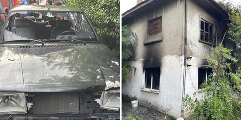 Emanet araba tartışmasında kadın otomobili parçaladı, erkek evi yaktı