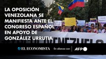 La oposición venezolana se manifiesta ante el Congreso español en apoyo de González Urrutia