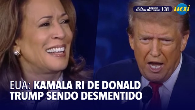 Kamala ri ao ver Trump desmentido sobre imigrantes comendo cachorros