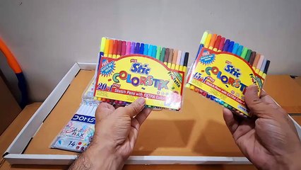 Unboxing and Review of Doms water color pens and Stic Colorstix sketch pen