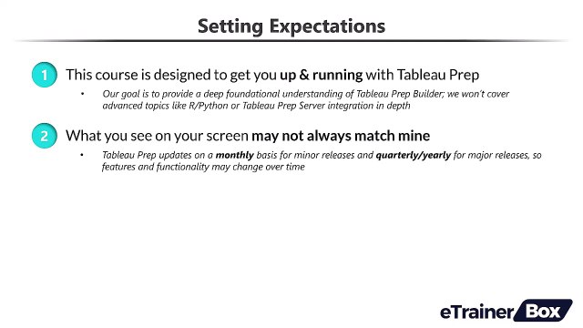 Intro to Tableau Prep 4. Setting Expectations Video
