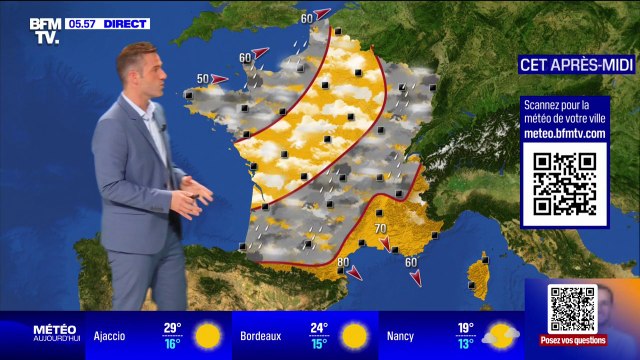 Un ciel nuageux et pluvieux dans le nord-ouest et des températures en baisse ce mardi