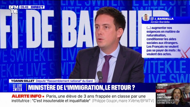 Retour d'un ministère de l'Immigration: le député RN Yoann Gillet dénonce une diversion