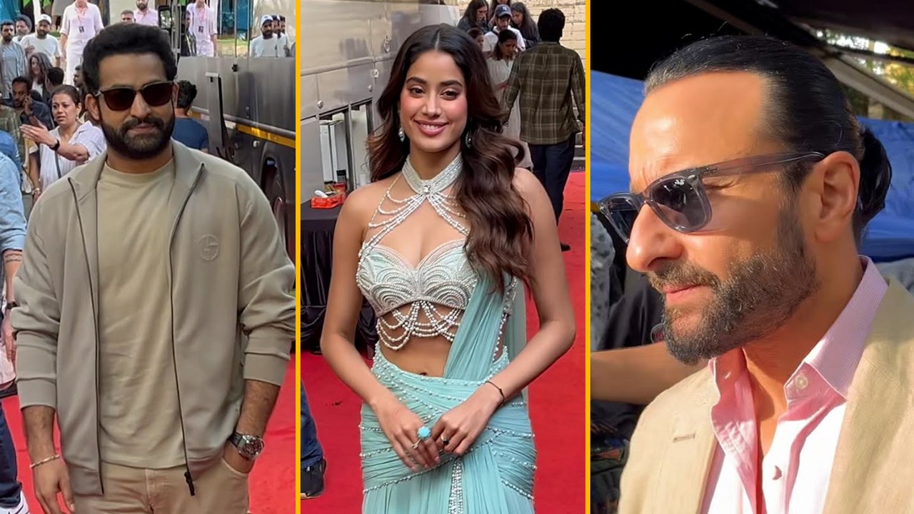 Devara: Part I Stars Janhvi Kapoor, Jr. NTR and Saif Ali Khan Spotted At Film City For Trailer Launch Event